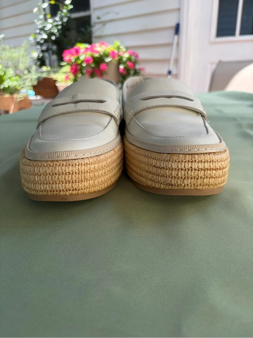 Dolce Vita White Platform Leather Espadrille Loafers